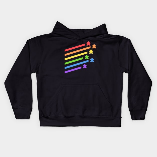 Rainbow Meeples Board Games Addict Kids Hoodie by pixeptional